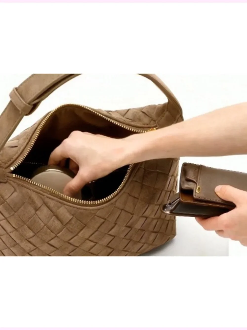 Handwoven Faux Suede Hobo Bag with Adjustable Strap